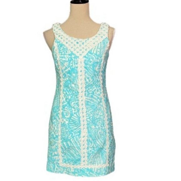 Lilly Pulitzer Macfarlane Shift Dress "Sea Cups" print in Teal - Picture 1 of 9